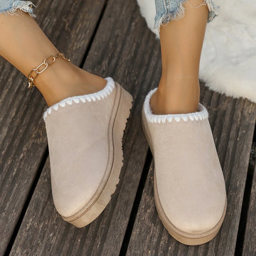 Xajzpa 2025 Winter warm fluffy Woman slippers soft bottom non slip thick plush clogs women Casual Platform House inddor Shoes slides